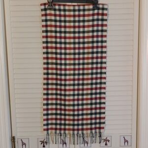 Plaid Fringe Scarf in Cream, Red, Green & Black